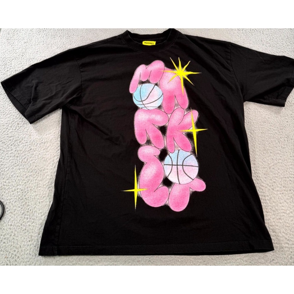 Chinatown Market Spacebols‎ Shirt Men's 2XL Black Cotton Sport Basketball